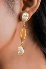 Indumala Long Pearl Necklace & Earring Set