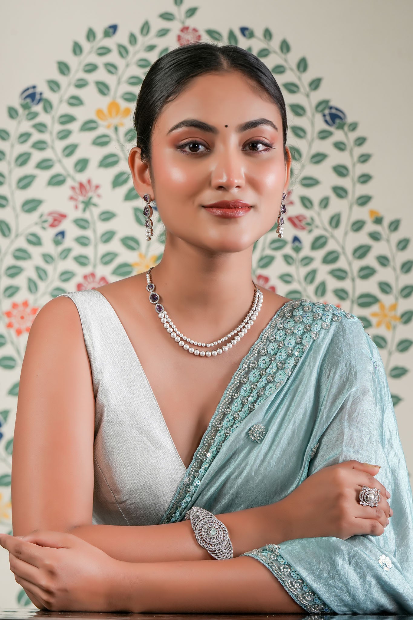 Amethyst Γclat Pearl Necklace & Earrings Set