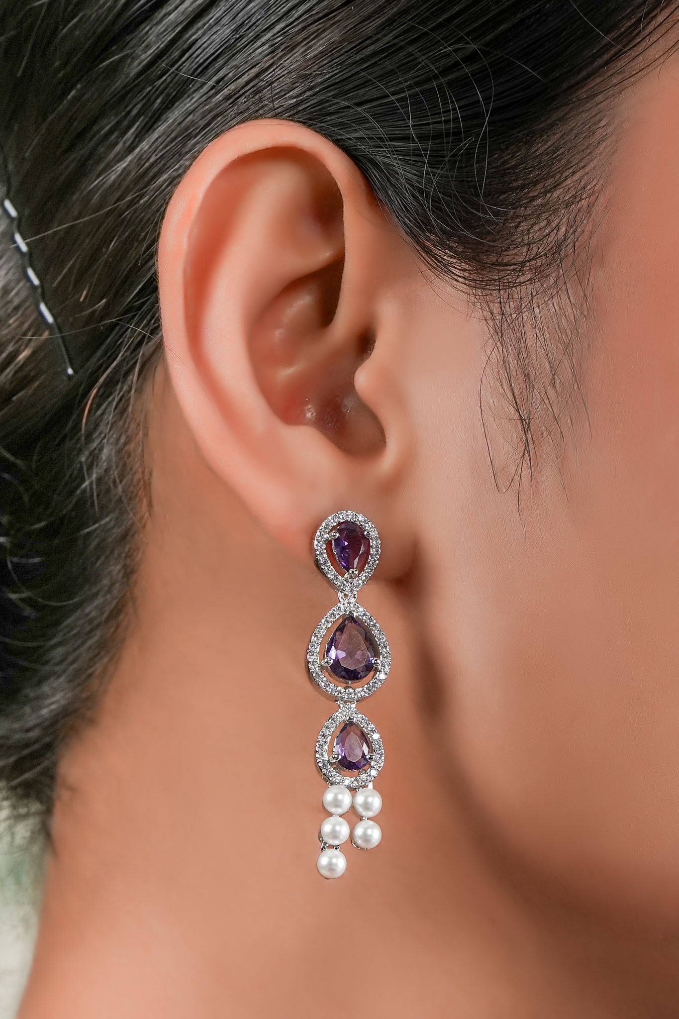 Amethyst Éclat Pearl Necklace & Earrings Set