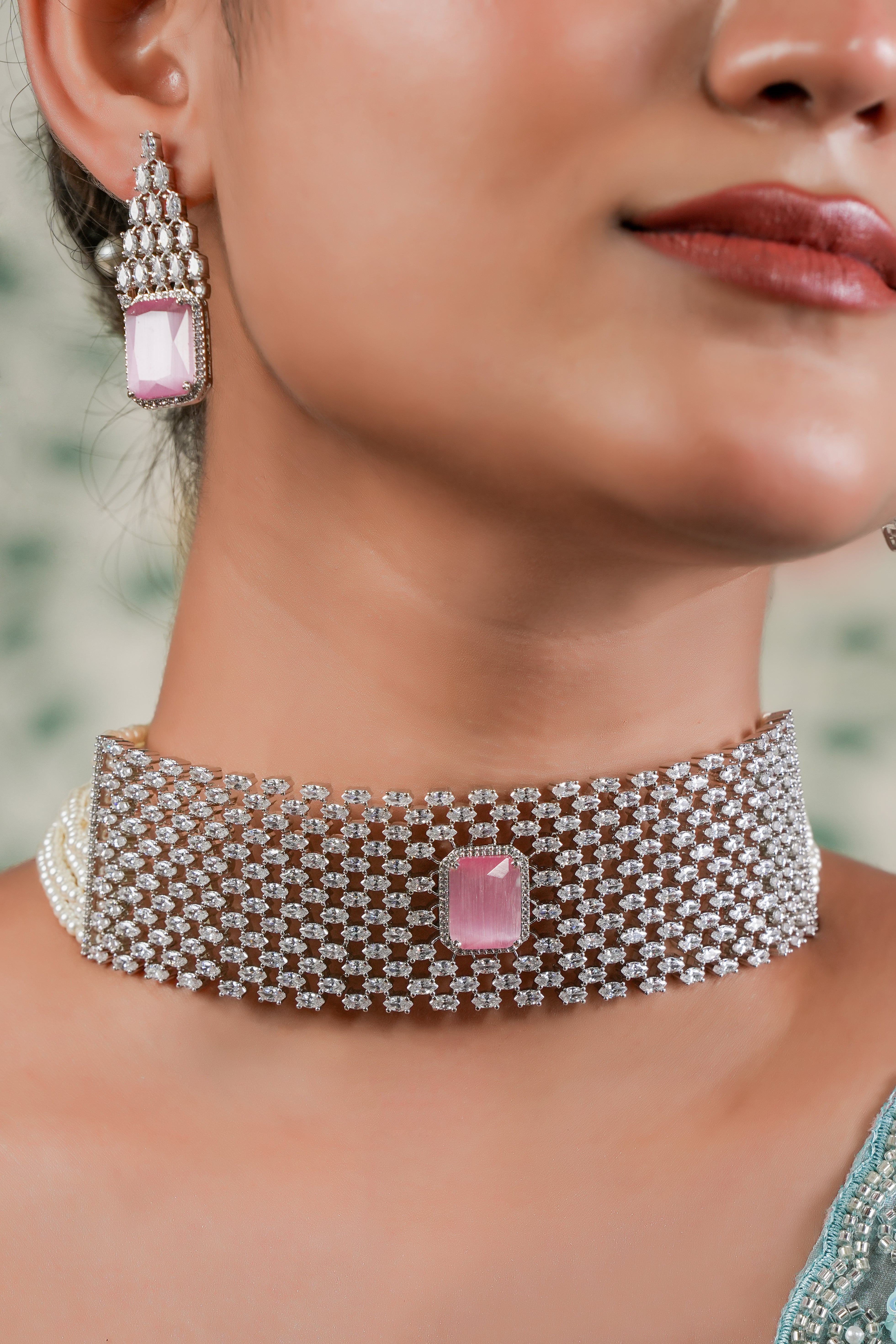 Blush Empress Pearl Choker & Earring Set