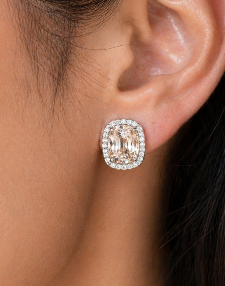 Aurielle Champagne Halo Studs
