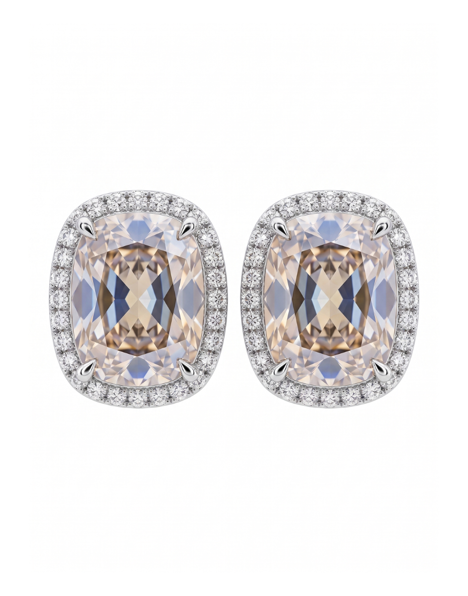 Aurielle Champagne Halo Studs