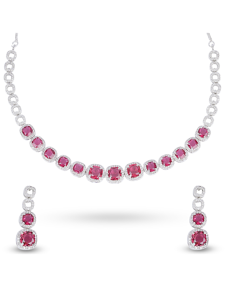 Ruby Reverie Necklace & Earrings set