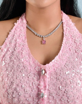 Aura Drop Tennis Statement Necklace Set