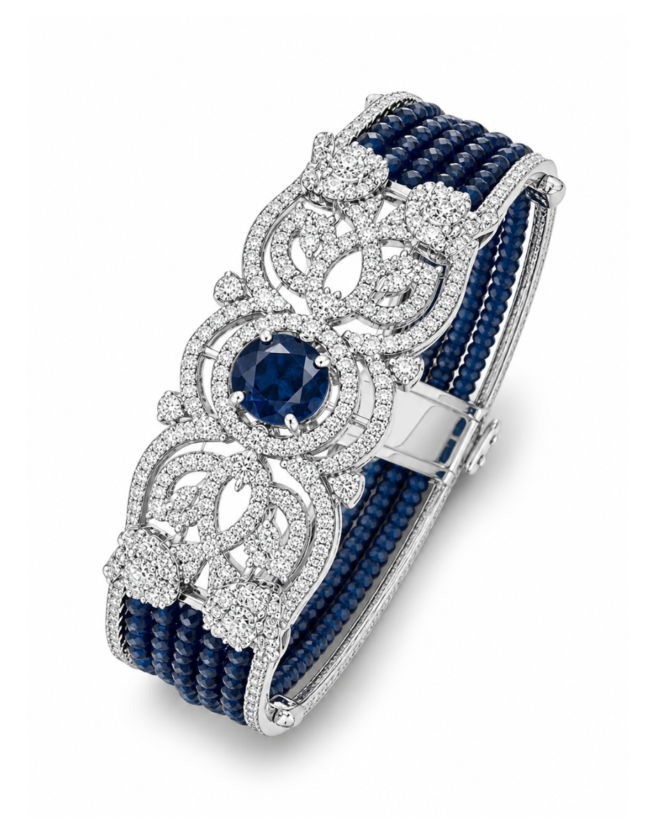 Midnight Sapphire Luxe Statement Bracelet
