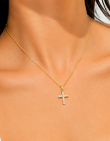 Divine Spark Gold-Plated Cross Pendant with Chain