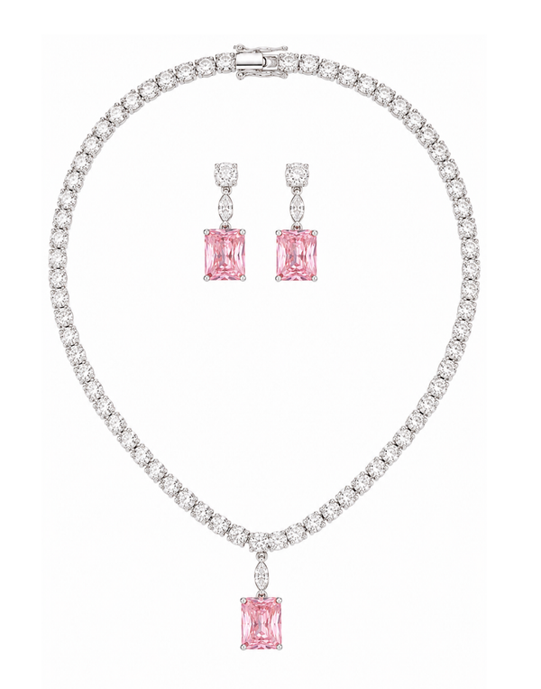 Aura Drop Tennis Statement Necklace Set
