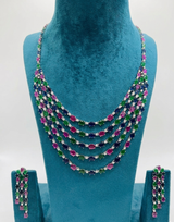 Regal Trinity Gem Layered Necklace Set