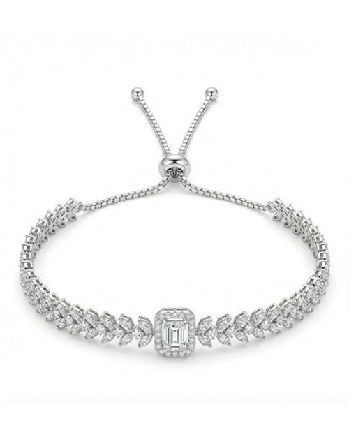 Celeste Emerald-Cut Halo Adjustable Bracelet