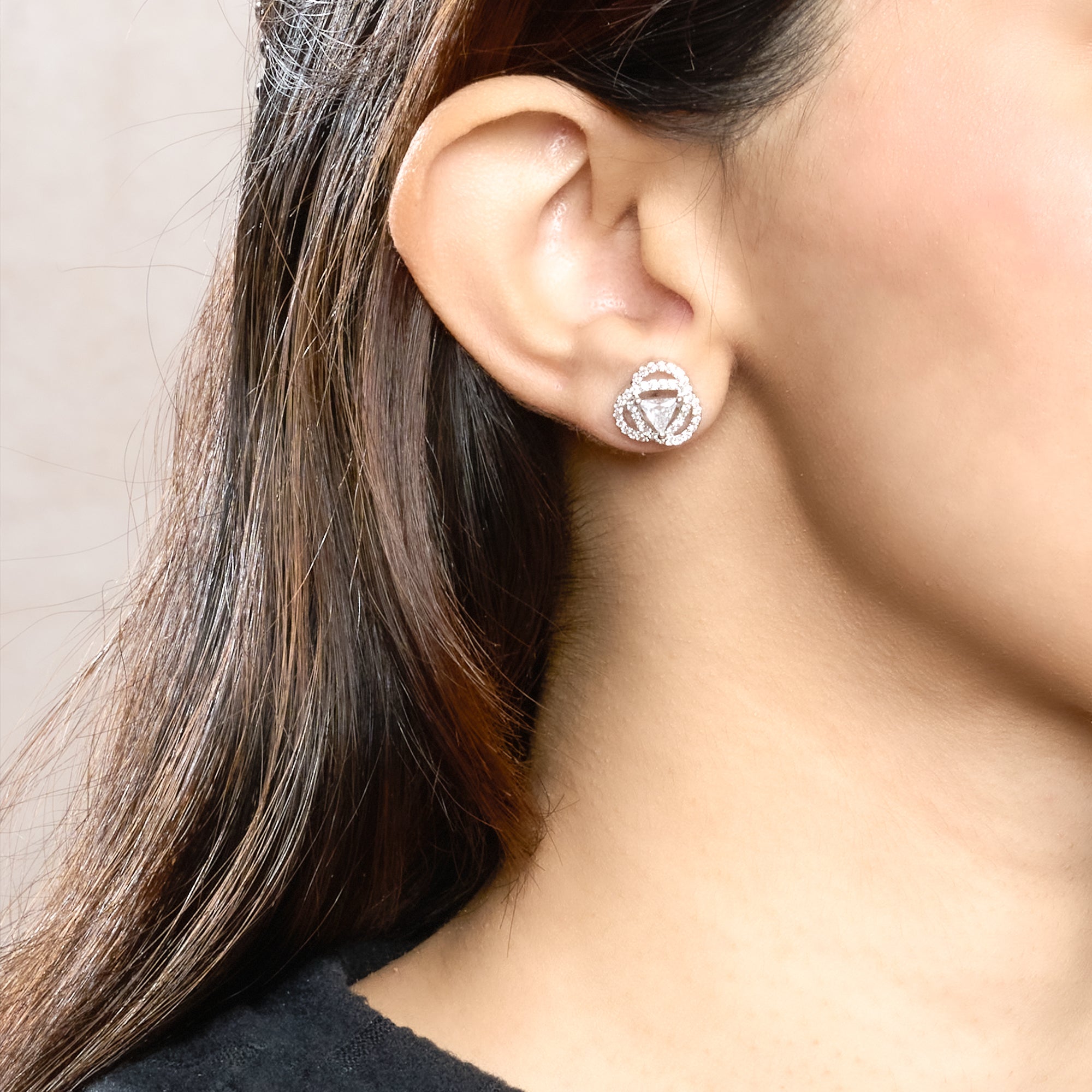 Trinity Glow Crystal Stud Earrings