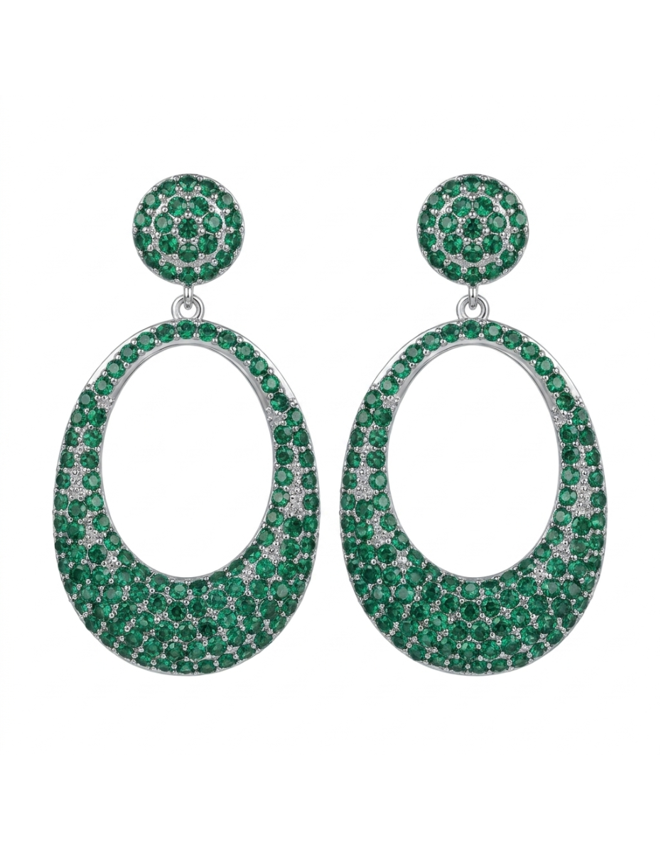 Luxe Verde Circle Statement Earrings