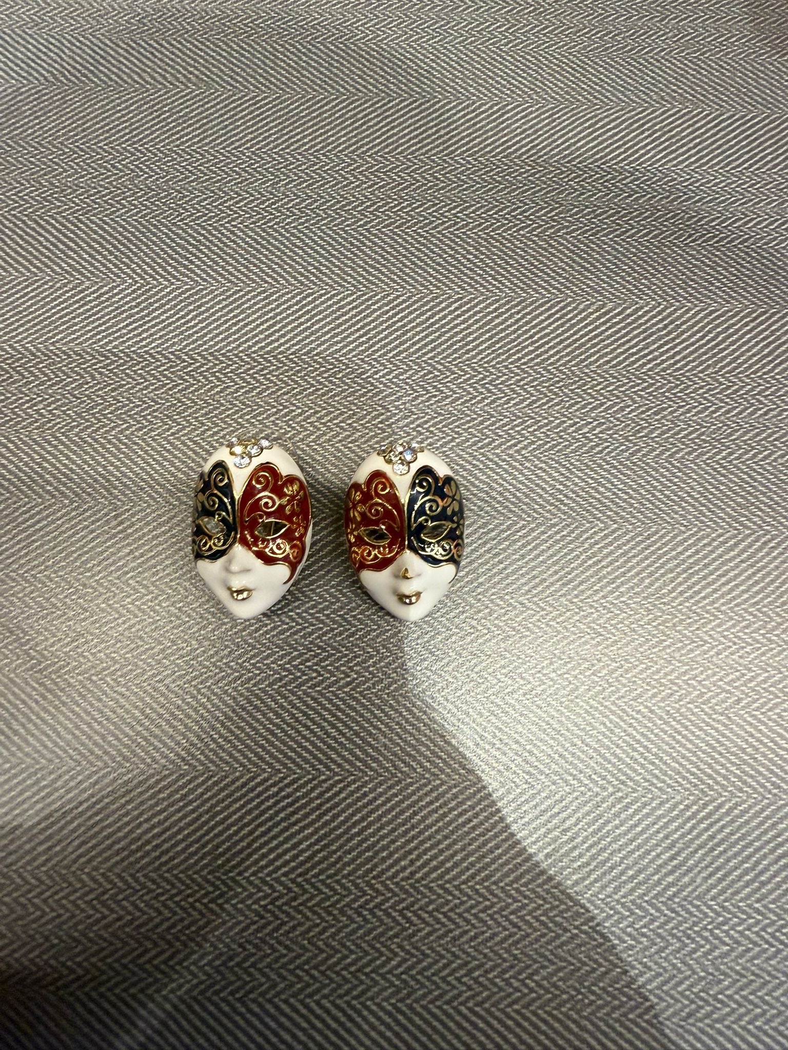 Halloween red and white Earrings 18 KT Gold Plated Demi-Fine Earrings