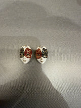 Halloween red and white Earrings 18 KT Gold Plated Demi-Fine Earrings