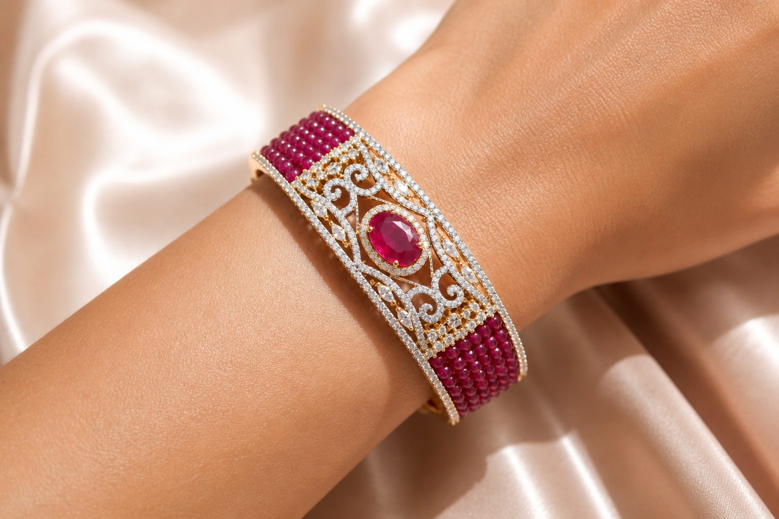 Ruby Noire Gold Elegance Bracelet