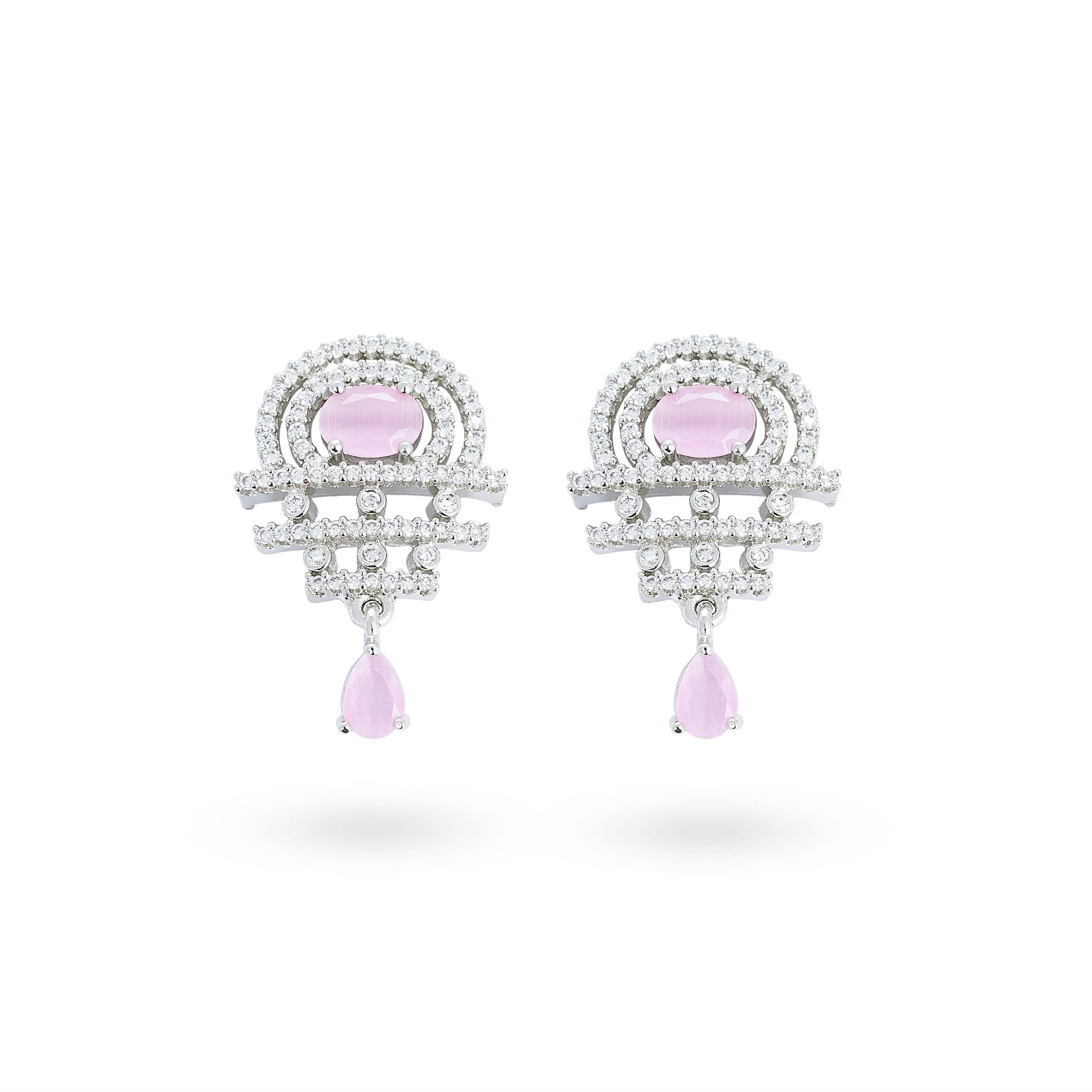 Pink Parabola Pendant & Earrings Set - Anoree