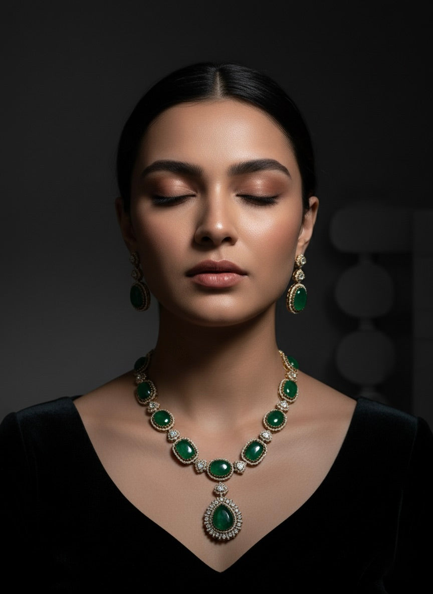 Rani Vilas Moissanite Necklace Set and Earrings