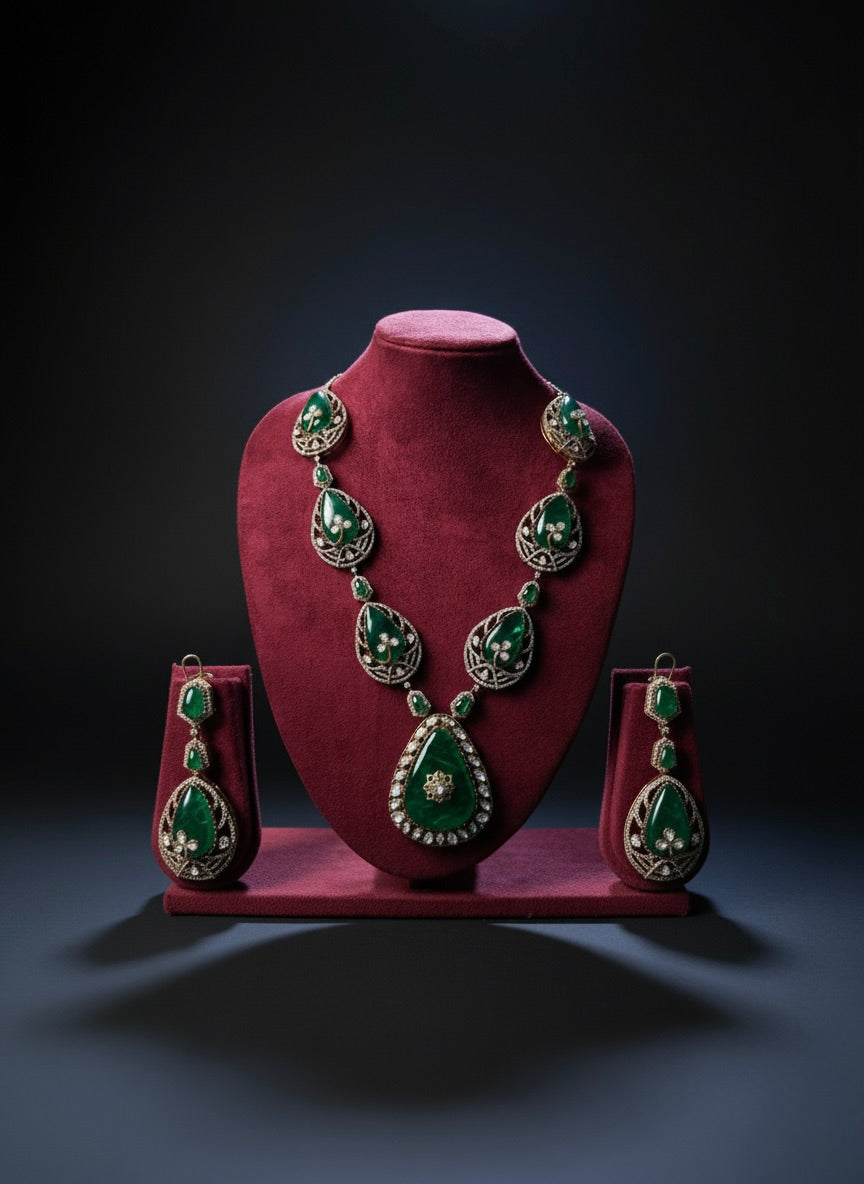 Ayaanika Moissanite Necklace Set and Earrings