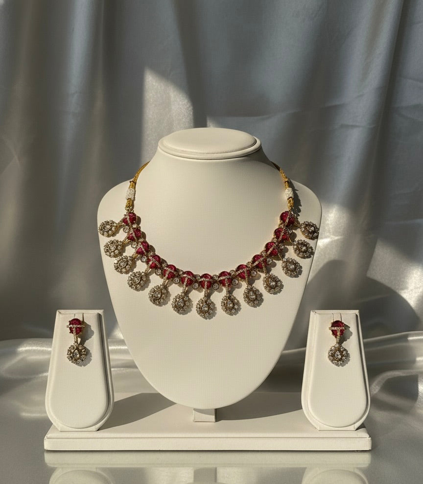 Sunehri Moissanite Necklace Set and Earrings