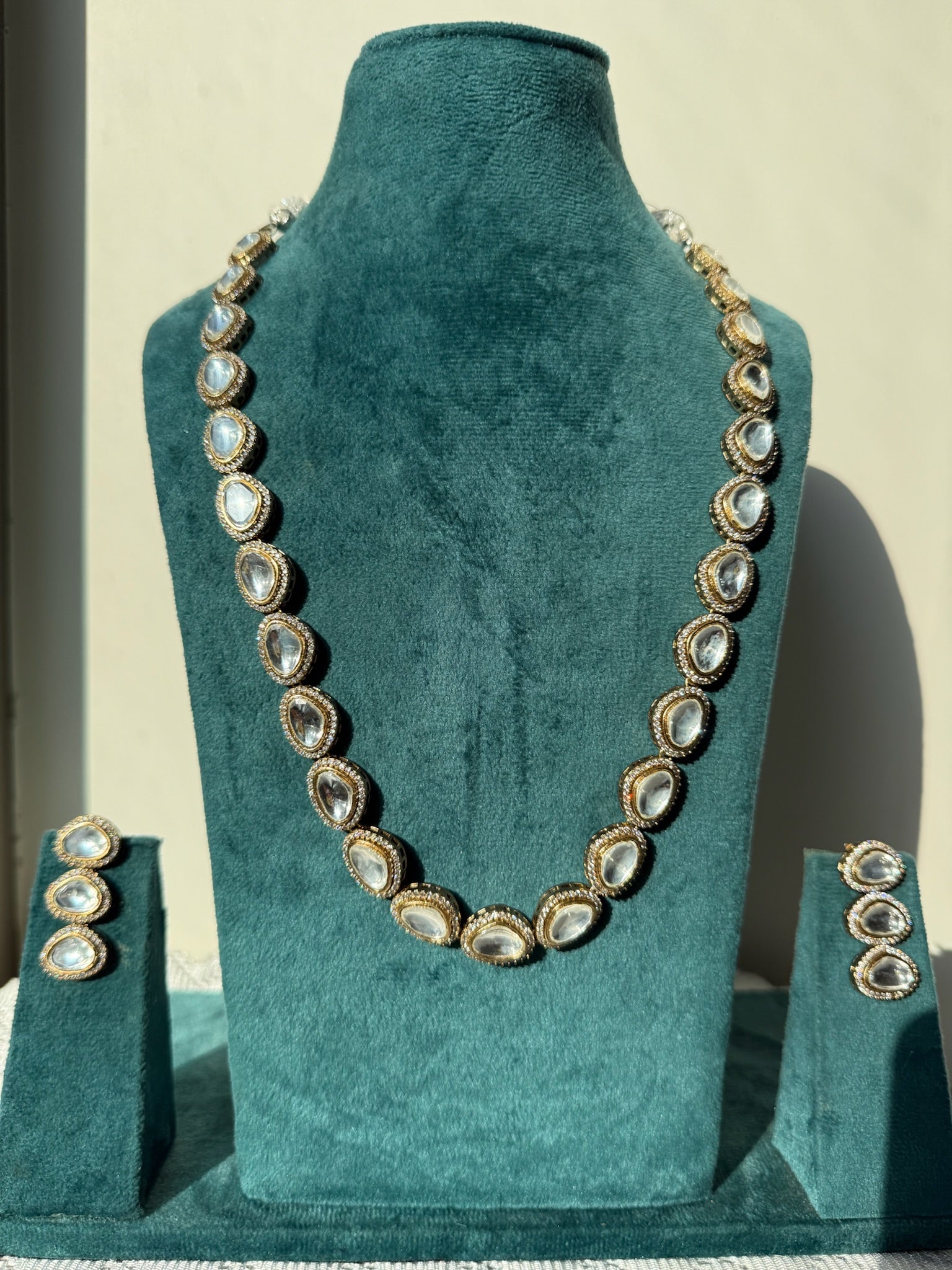 Aurelia Moissanite Kundan Necklace Set and Earrings