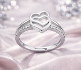 Anoree Twin Heart Sparkle Adjustable Ring