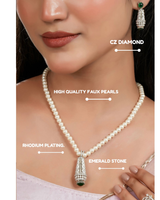 Emerald Zenith Pearl Necklace & Earring Set
