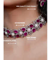 Ruby Royale PearlChoker & Earring Set