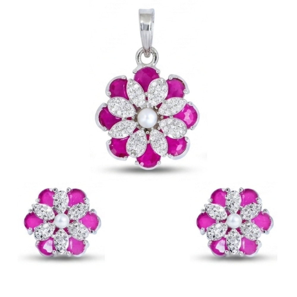Fuchsia Flower Charm Pendant Set