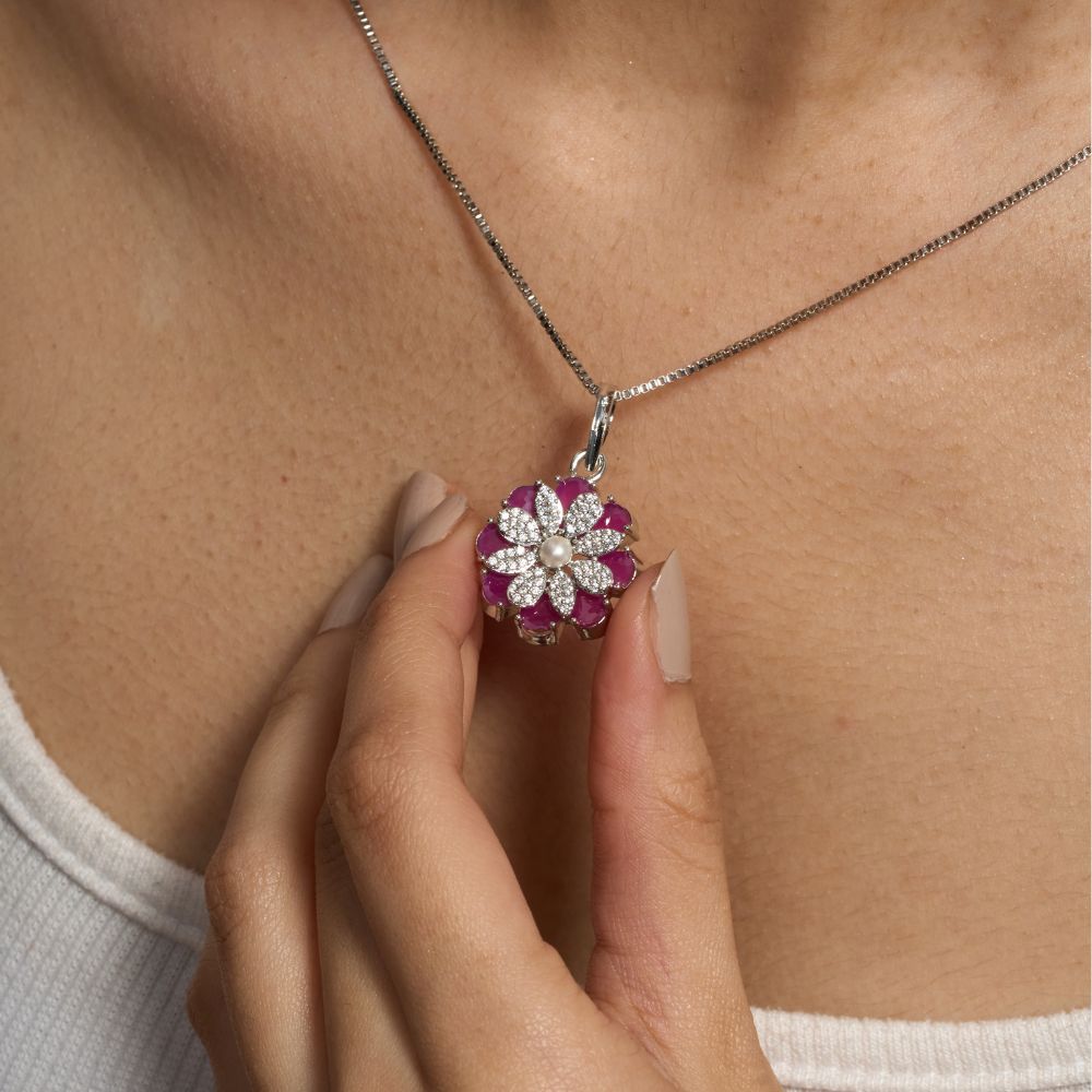 Fuchsia Flower Charm Pendant