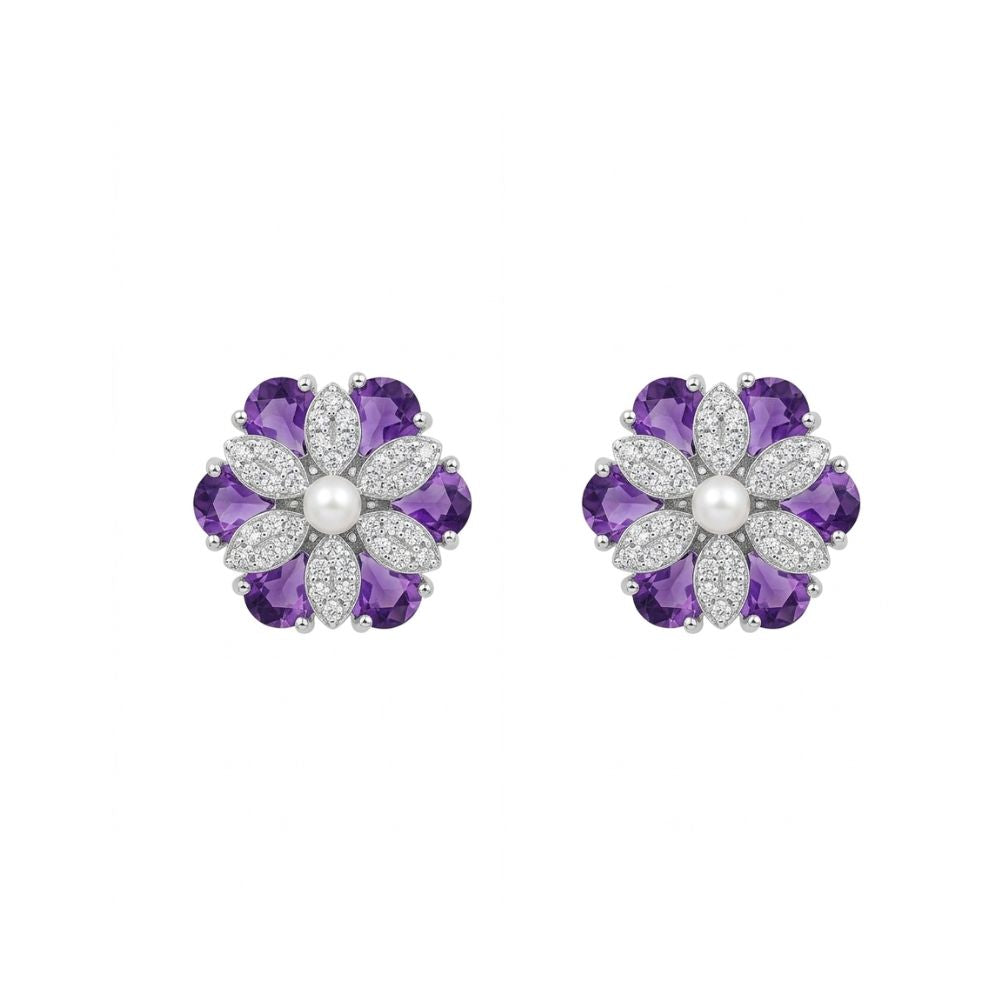 Violet Flora Charm Earring