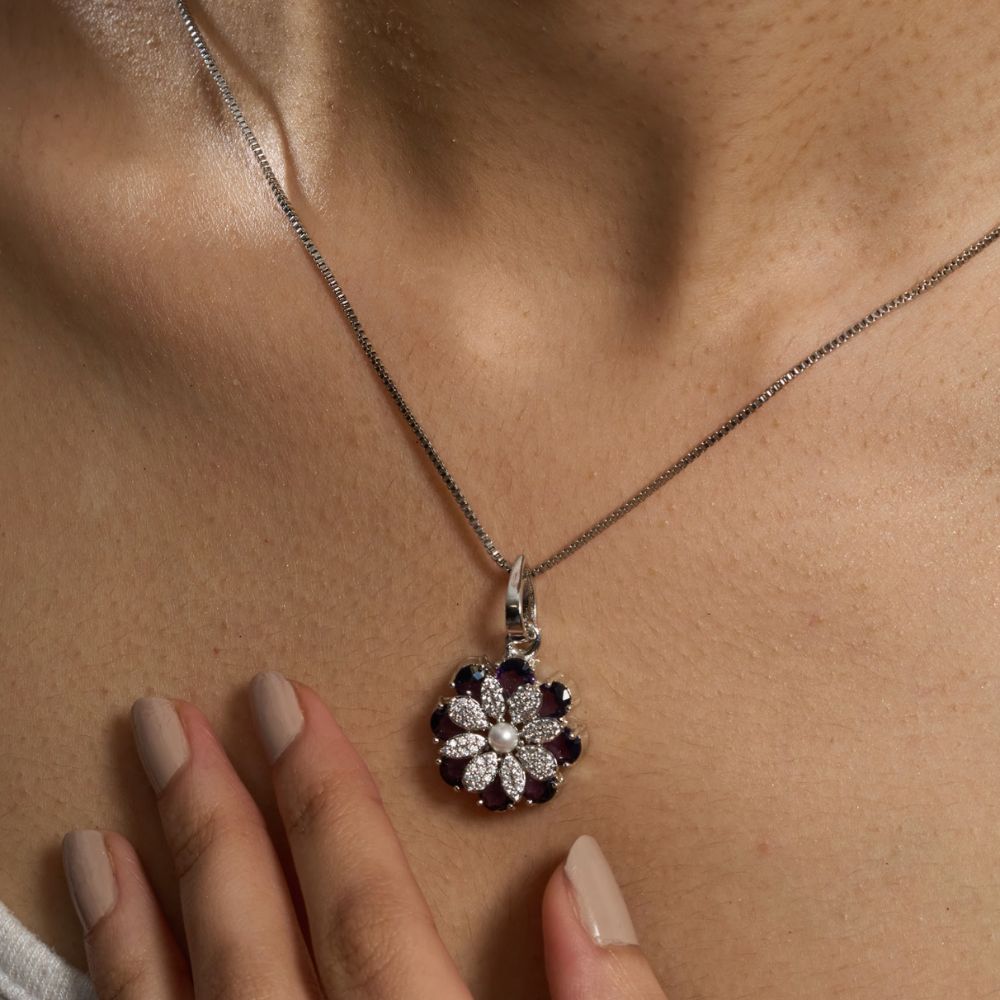 Violet Flora Charm Pendant