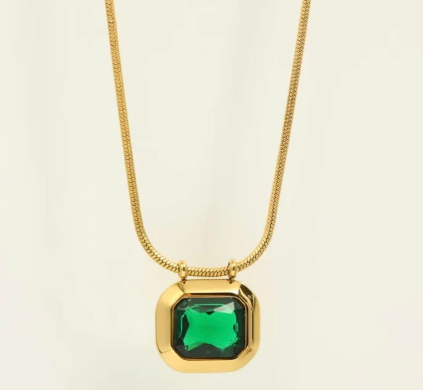 Emerald Necklace | 18K Gold Plated | Stainless Steel | Tarnish-Free | Waterproof | Demi-Fine