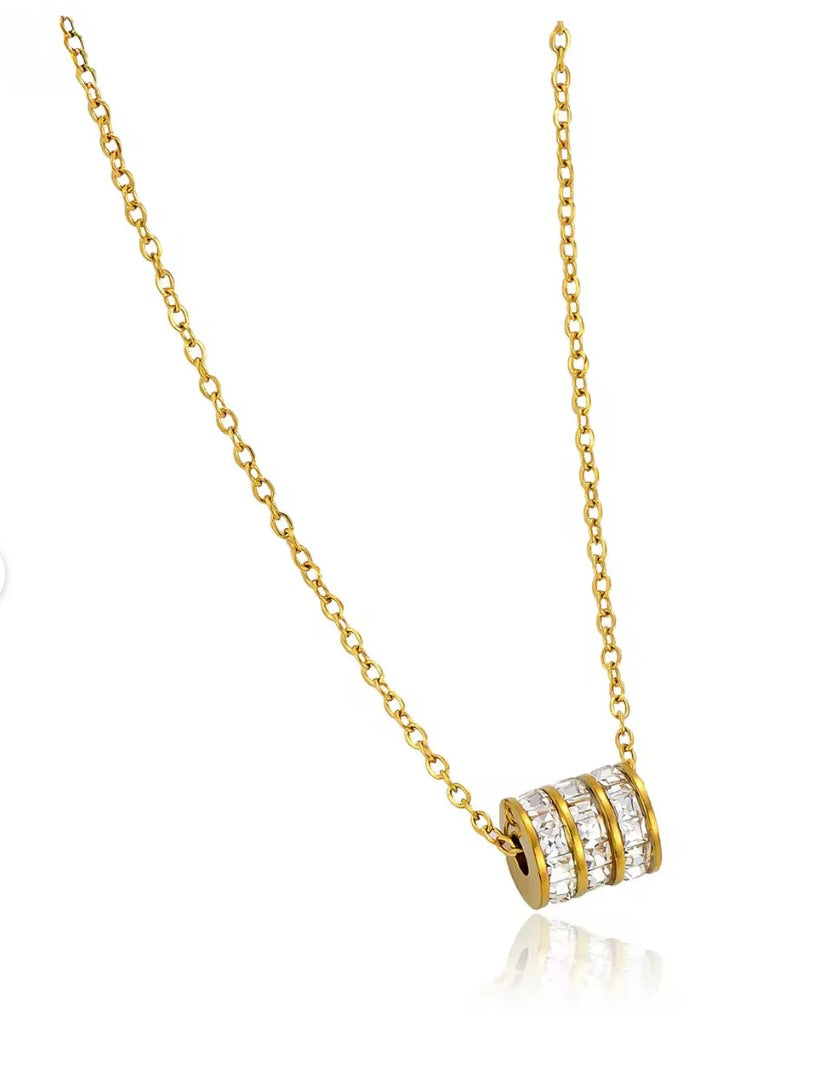 3 diamond necklace | 18K Gold Plated | Stainless Steel | Tarnish-Free | Waterproof | Demi-Fine