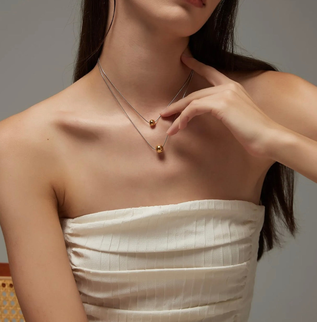 Dual Clio 18 KT Gold Plated Demi-Fine Necklace