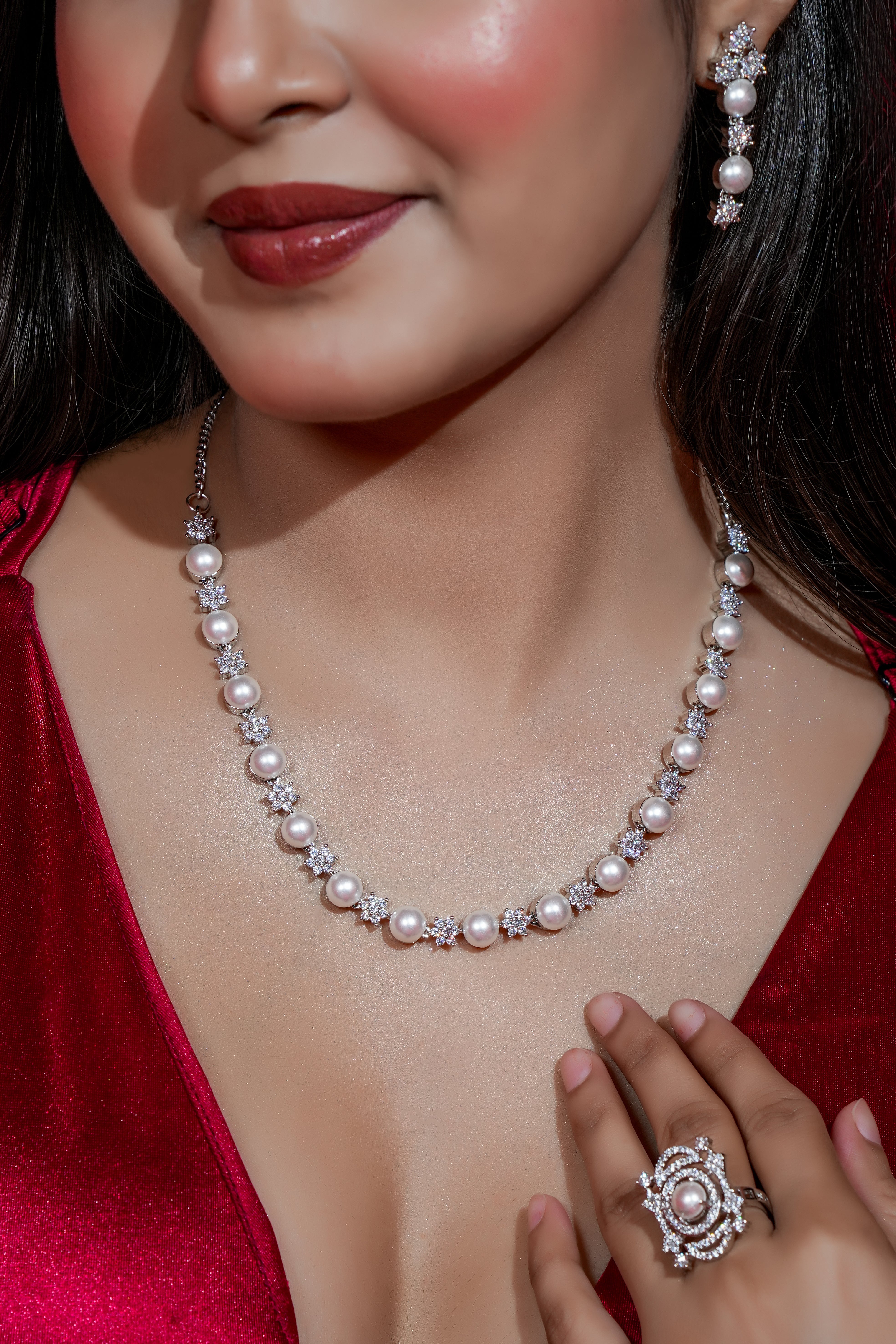 Starry Pearl Necklace & Earring Set