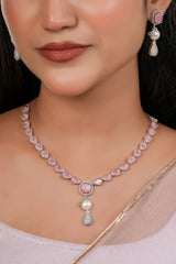 Rosé Symphony Pearl Necklace & Earring Set