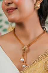 Paan-e-Moti Pearl Necklace + Earring Set