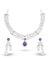 Amethyst Pearl Necklace & Earrings Set
